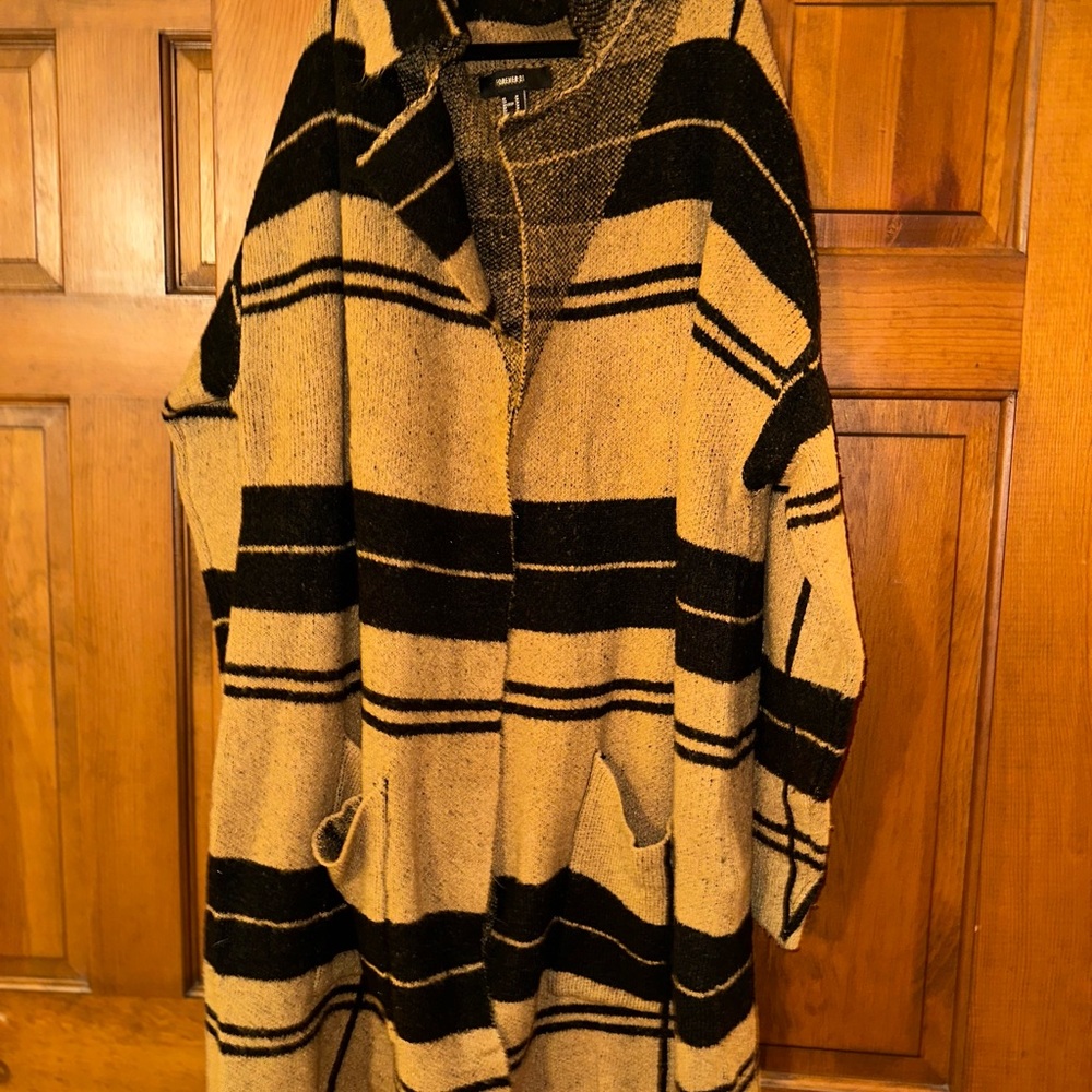 Vintage Striped Hooded Poncho